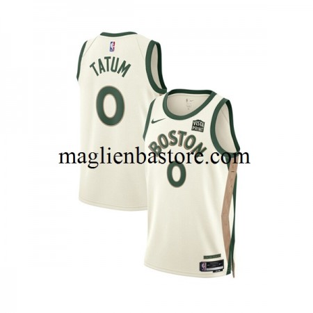 Maglia NBA Boston Celtics Jayson Tatum 0 Nike 2023-2024 City Edition Bianco Swingman - Uomo
